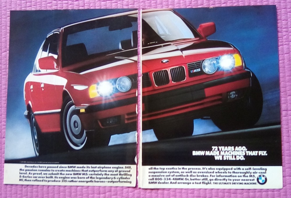 1991 BMW M5 2 page Print Ad