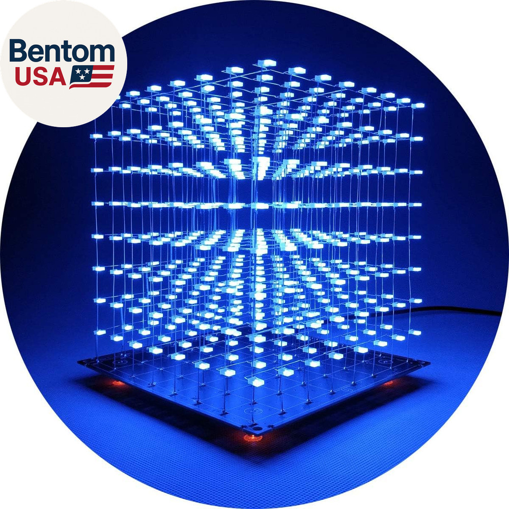 3D Led Cube DIY Electronics Kit 8X8X8 Led Cube DIY Soldering Project Kit(3D8S-Bl