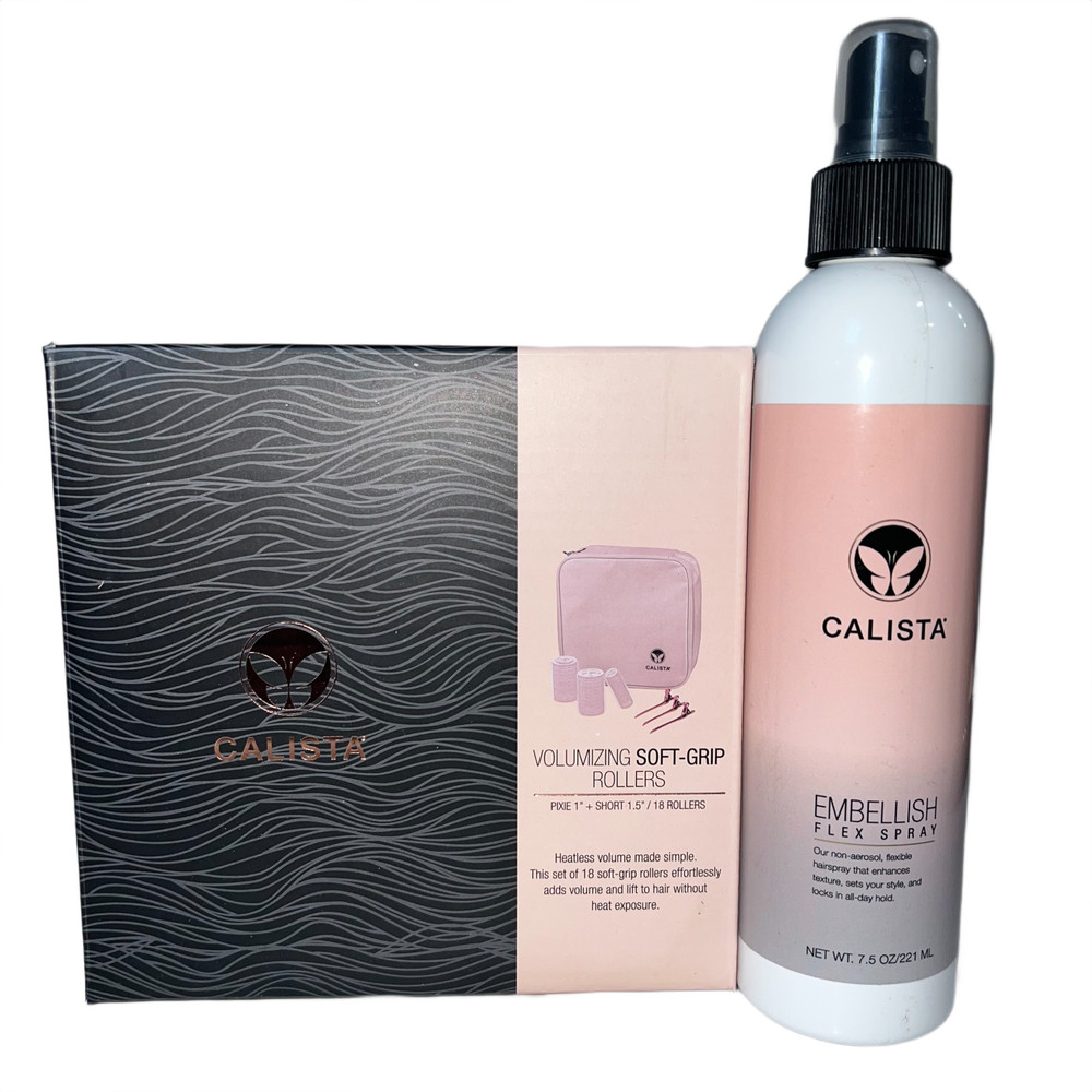 Calista Self Grip Rollers Volumizing Set Short Pixie Clips Case Flex Spray New