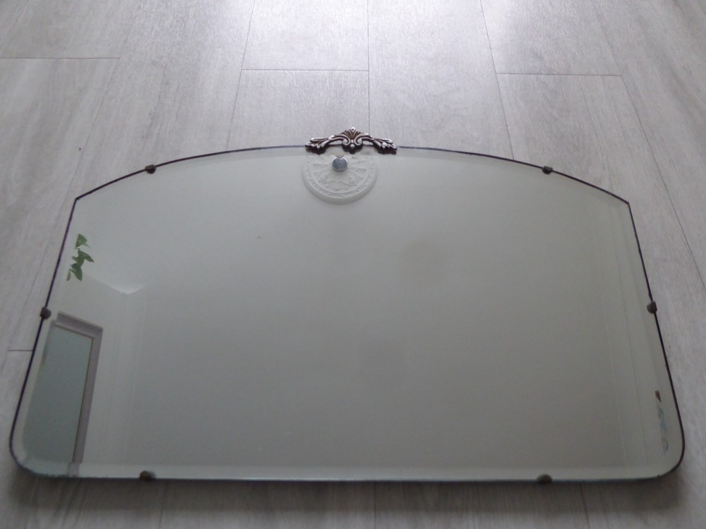 Vintage Bevelled Edge Wall Mirror with Hanging Chain & Solid Wood Back