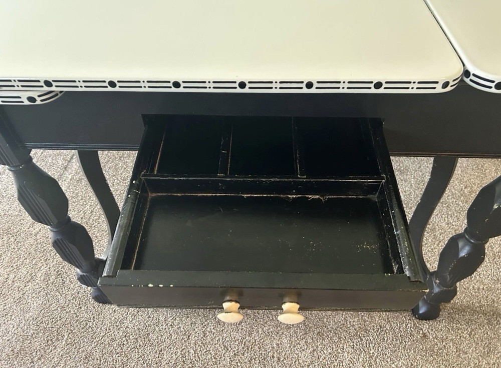 Large Vintage Expandable Enamel Top Table