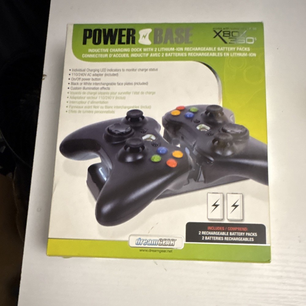 dreamGEAR Power Base Inductive Charging Dock for Xbox 360 Controllers 2 Pack