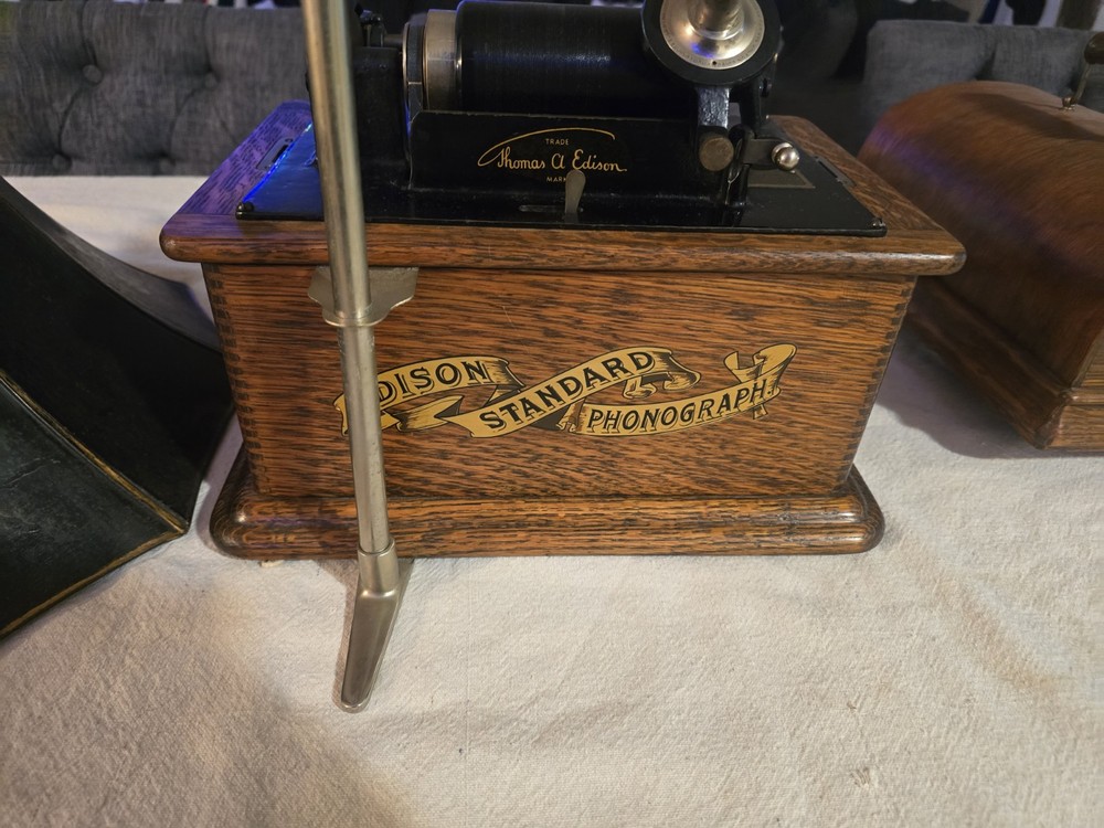 Edison Standard Phonograph w/ Horn + Extras
