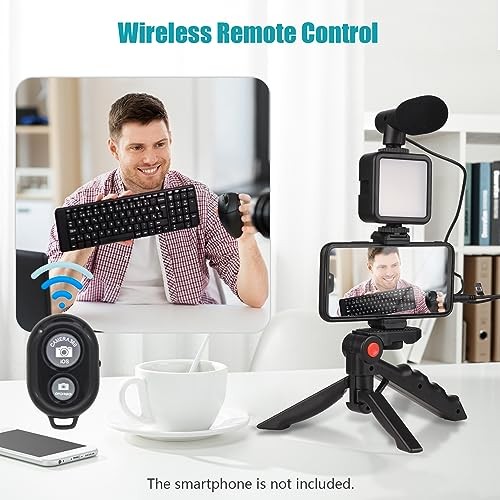 Smartphone Vlog Kit Mini LED Video Light + Cardioid Microphone + Extendable