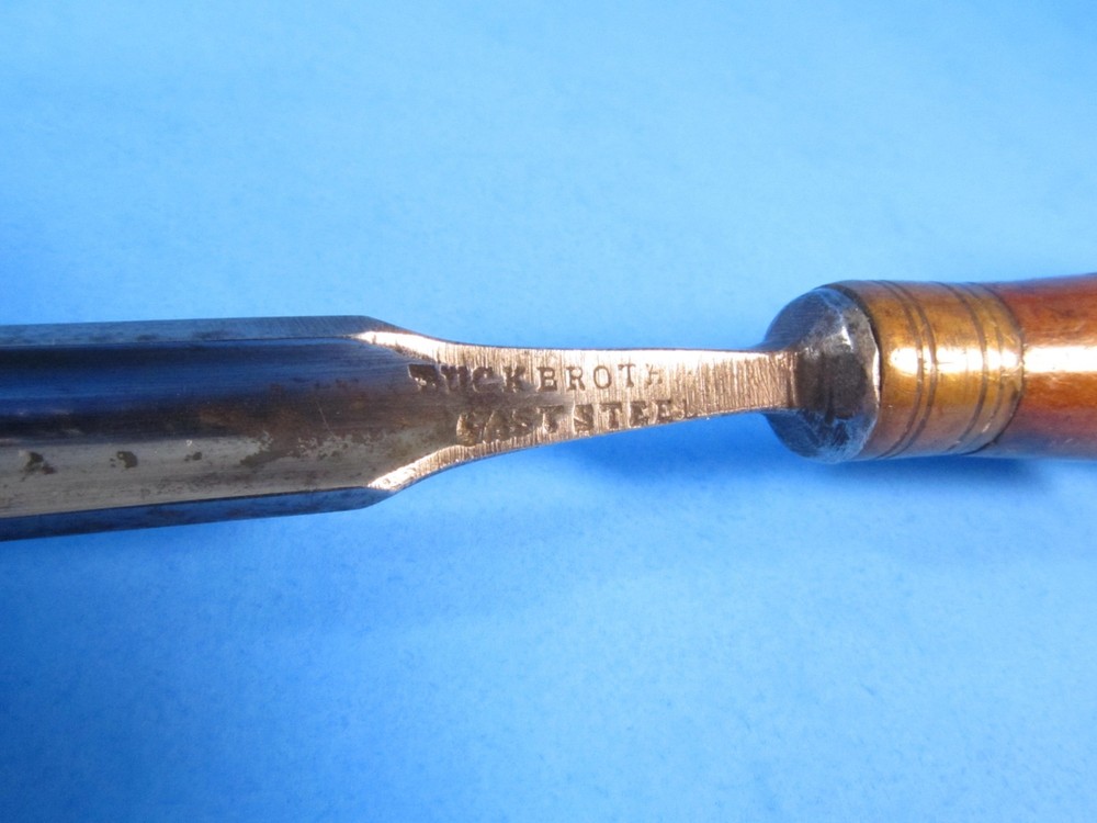 lot of 3 Buck Brothers long tang style wood gouges or carving tools