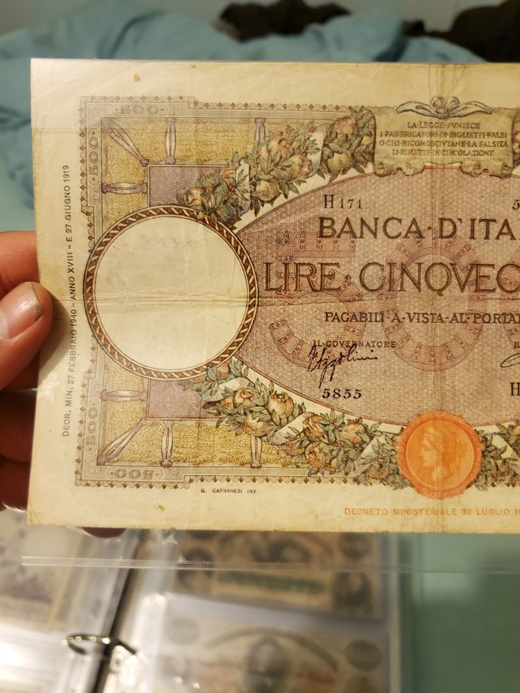 ITALY 500 LIRE 1940 FINE
