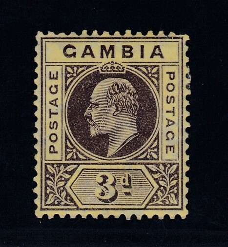 Gambia, SG 75 var, MHR "Slotted Frame" variety