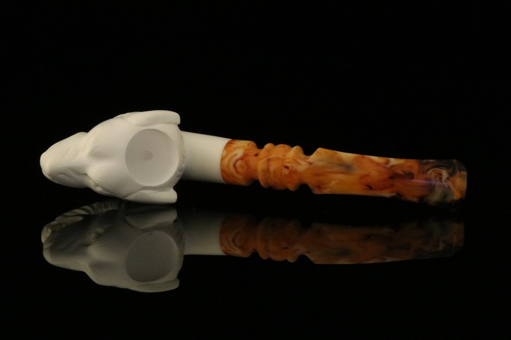 srv - Wolf Block Meerschaum Pipe with fitted case M3604
