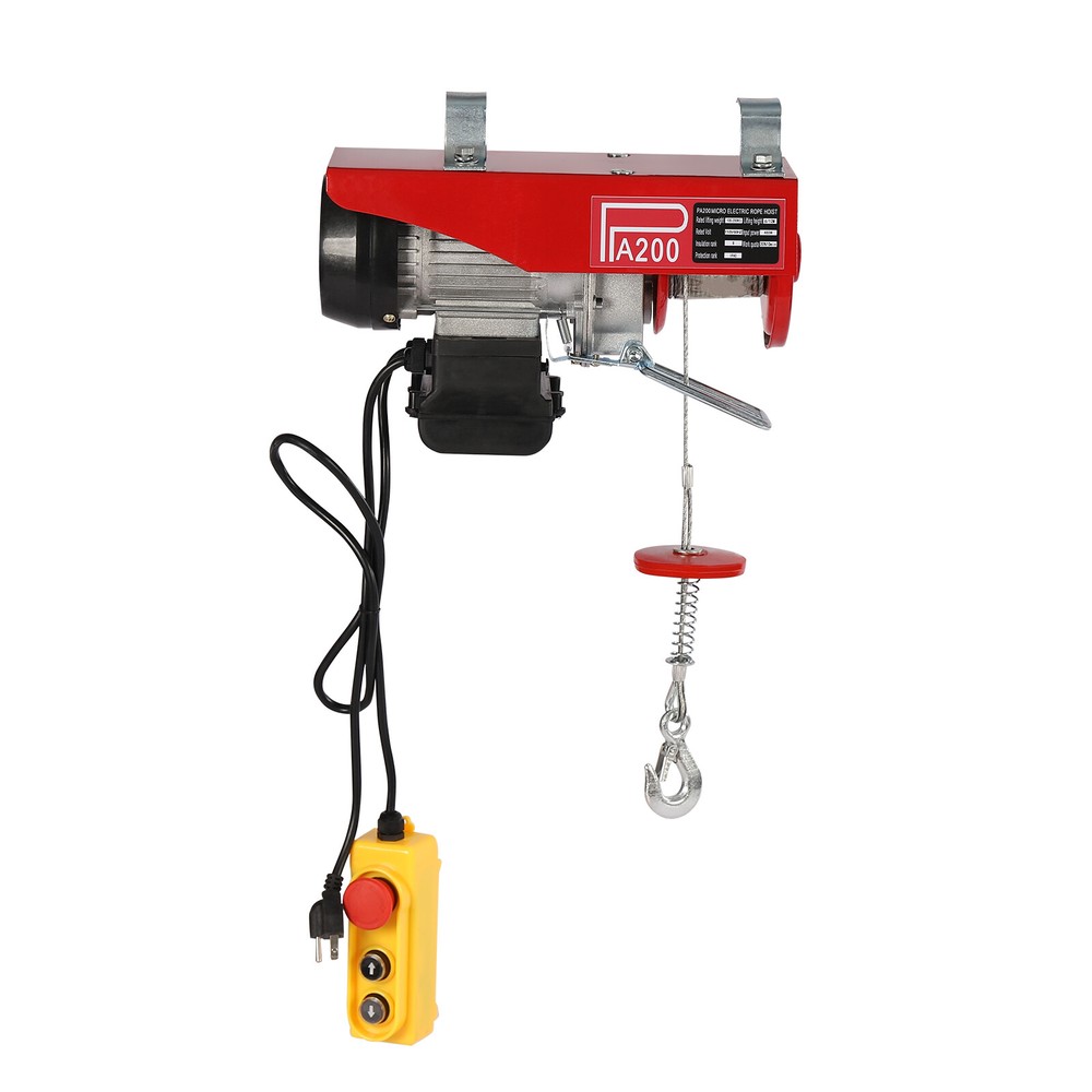 220LBS Electric Hoist Winch Engine Crane with Remote Control 110V