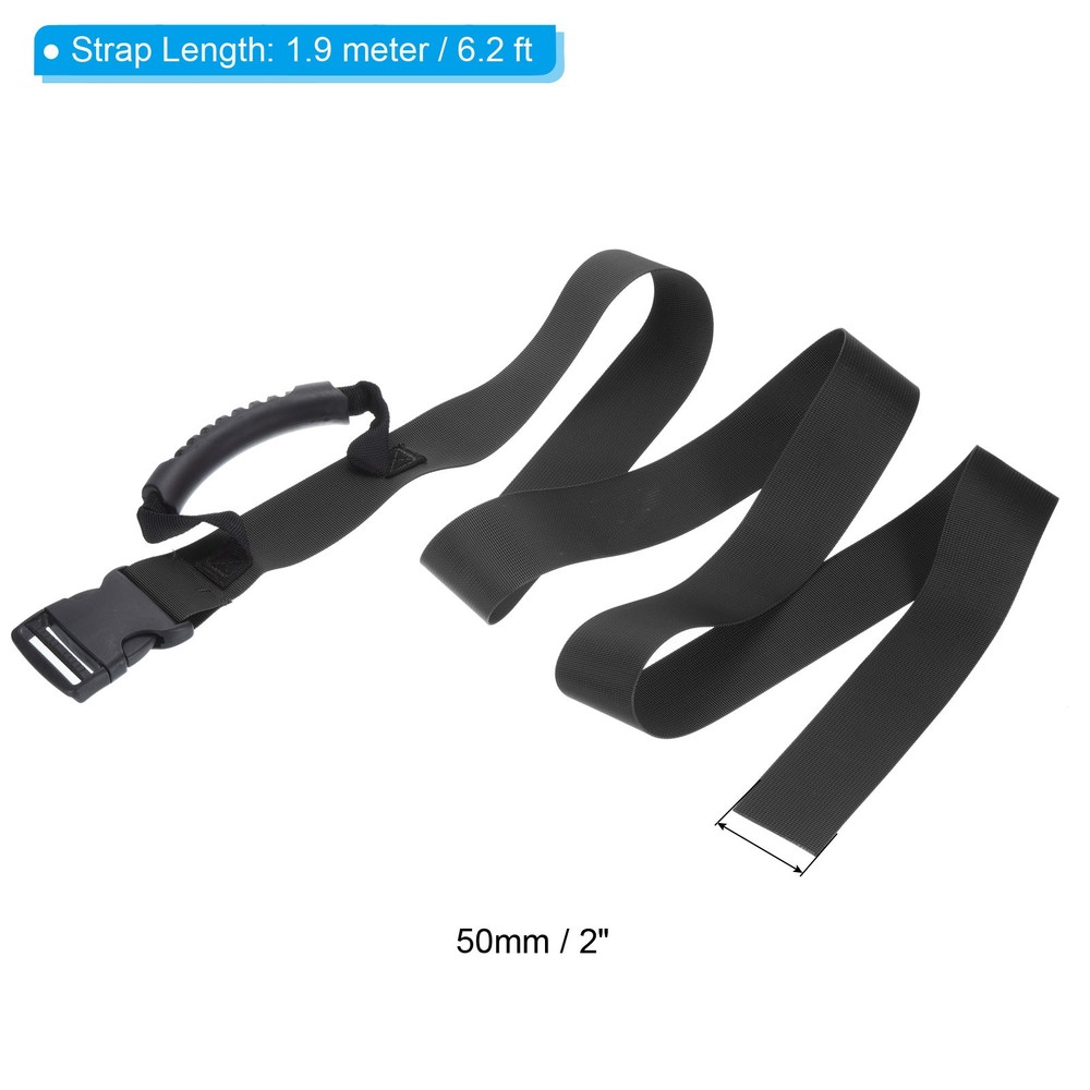 Carrying Strap with Handle, 2 Pack Adjustable Nylon Belt for Moving Boxes, Black