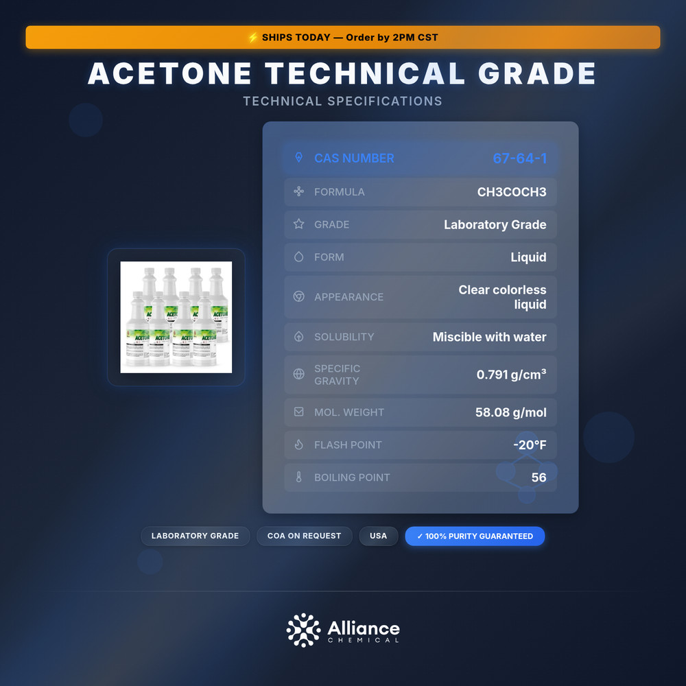 Acetone Technical Grade - 8 Quarts