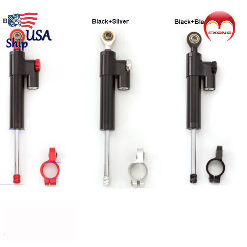 CNC Adjustable Steering Damper Stabilizer Linear Universal 255mm Aluminum Black
