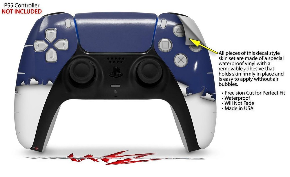 Skin Sony PS5 Controller Ripped Colors Blue White