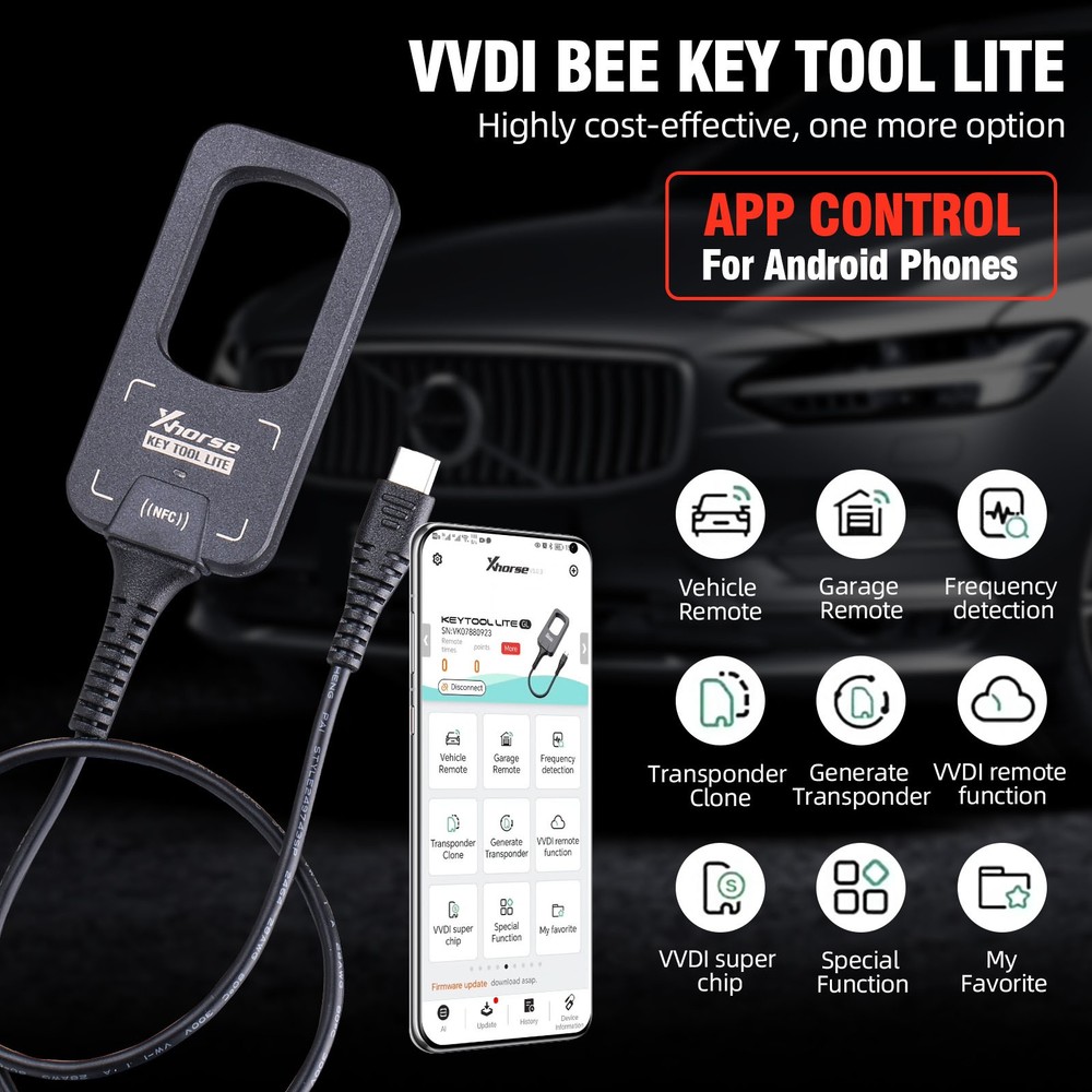 Xhorse VVDI BEE Key Tool Lite Frequency Detection Transponder Clone for Android