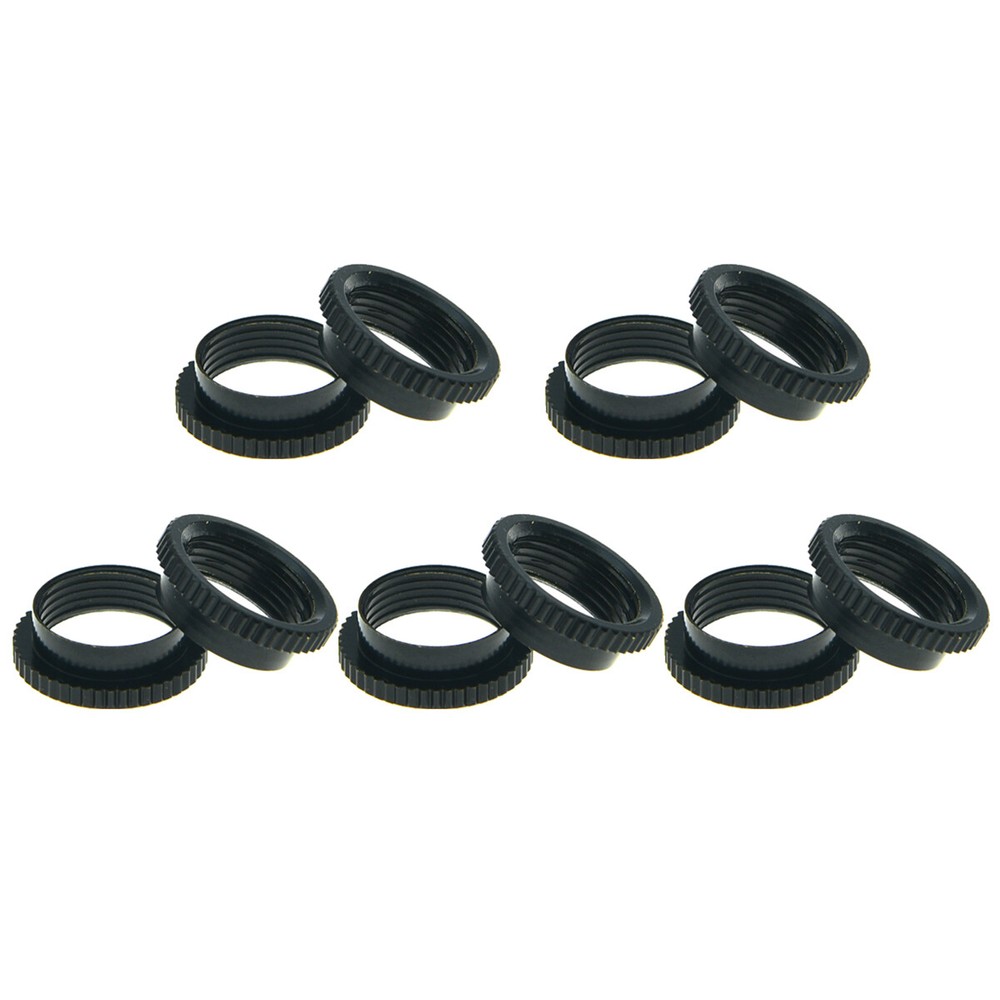 10* Black 15/32" Fine Knurl Deep Guitar Nuts Toggle Switch Nut For Switchcraft