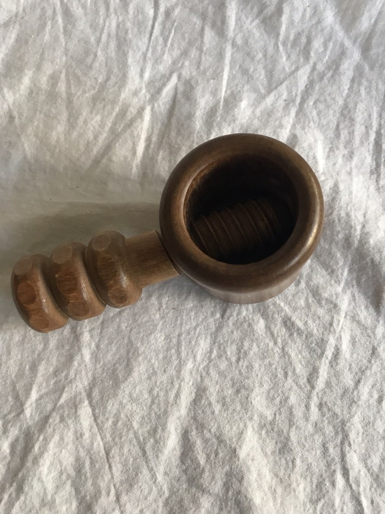Vintage Hand Turned Wooden Nutcracker Screw Type Nutcracker