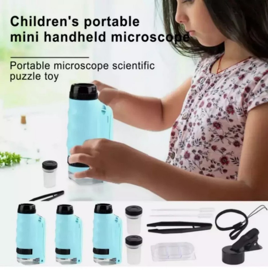 Mini Microscope for Kids gift Portable Microscope LED Lighting Small Handheld#-/