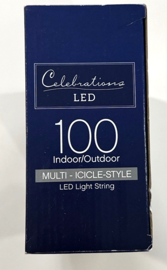 Multi-ICICLE STYLE 100 count String Christmas Lights 6ft Celebrations LED