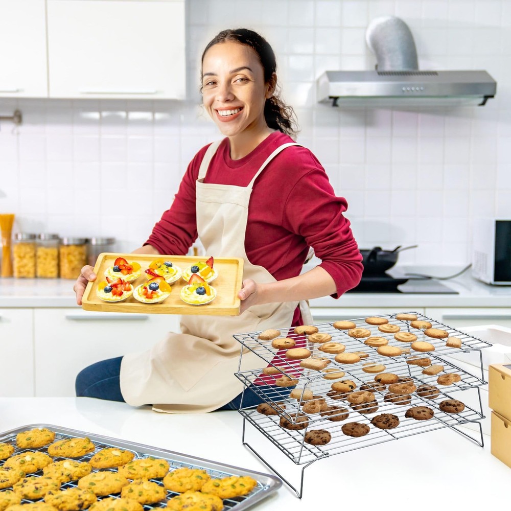 Cooling Racks - 10 * 16 Inch 3PCS Stackable Tall Baking Racks, Stainless Stee...