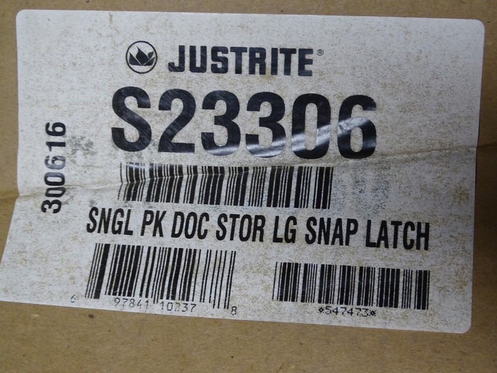 Justrite Document Storage Box w/ Large Snap Latch , 23306