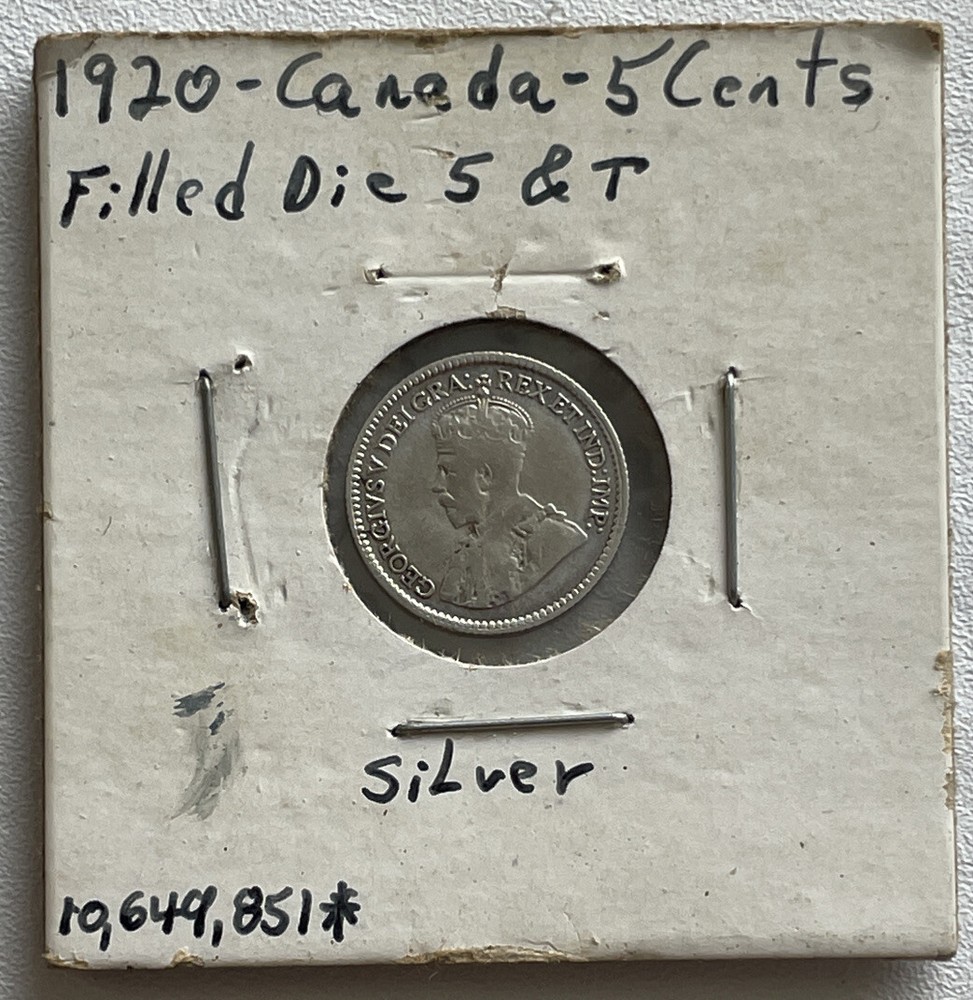 CANADA 1920 5 CENTS SILVER VERY NICE CONDITION G