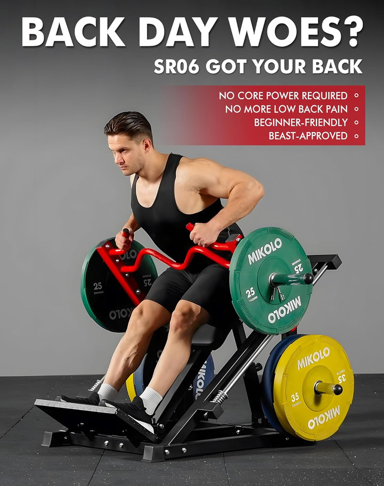 Mikolo Linear Row Machine, Back Workout Machine for Home Gym, Plate-Loaded Back