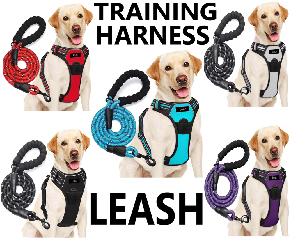 Dog Harness & Training Leash No Pull Control Adjustable Large Handle Heavy Duty