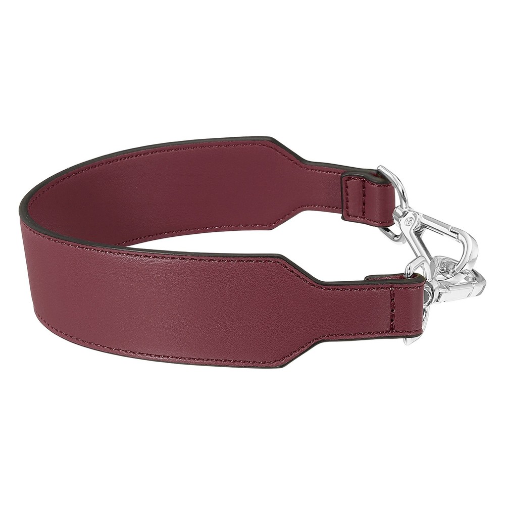 16 Inch Leather Purse Strap, Plain Pattern with Silver Buckle, Burgundy