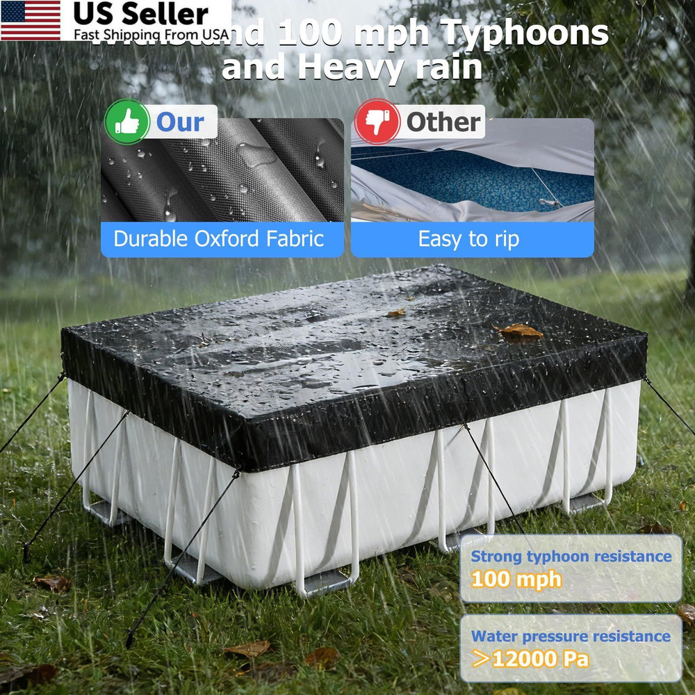 10x16FT Rectangular Solar Pool Cover Above Ground with Buckles Drawstring