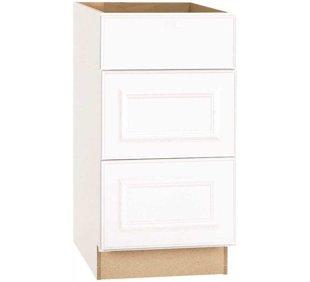 Hampton Satin White Raised Panel Assembled Drawer Base Kitchen Cabinet with Draw