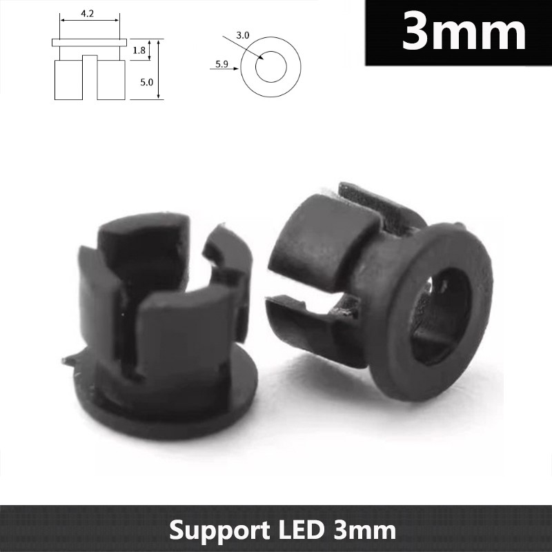 BLACK 3mm LED Bulb Lamp Plastic Bezel Holder Mount Panel 20~200 Pcs