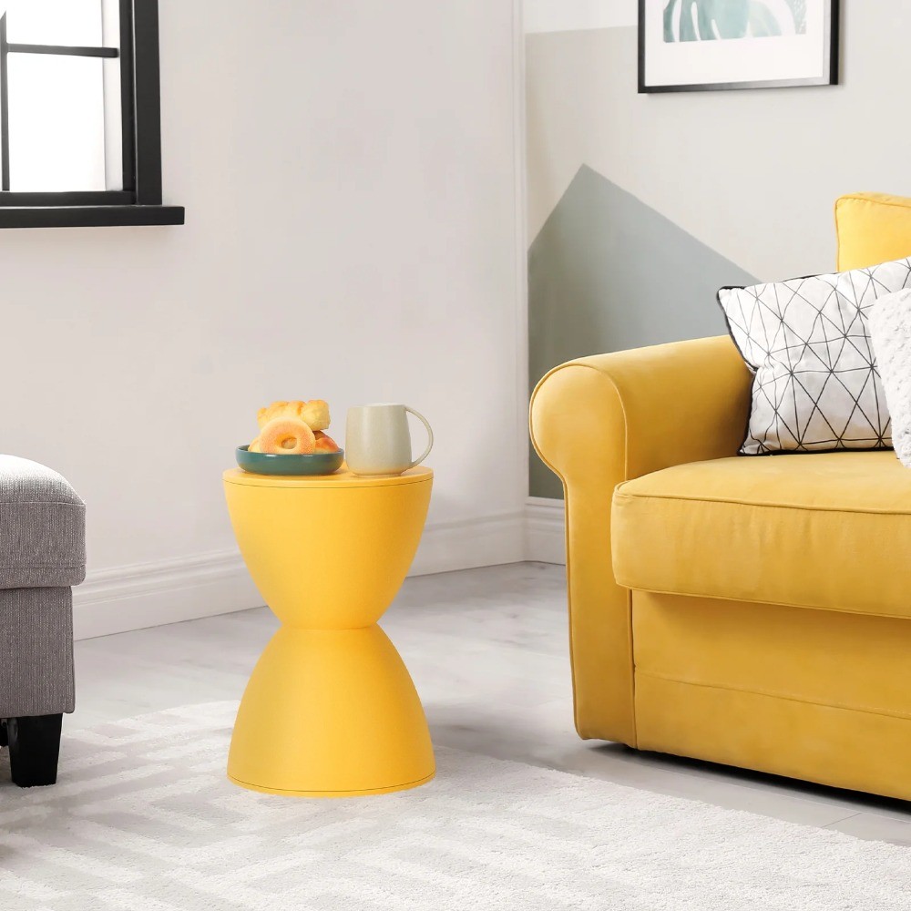 Plastic Side Table Bedroom Nightstand, Yellow