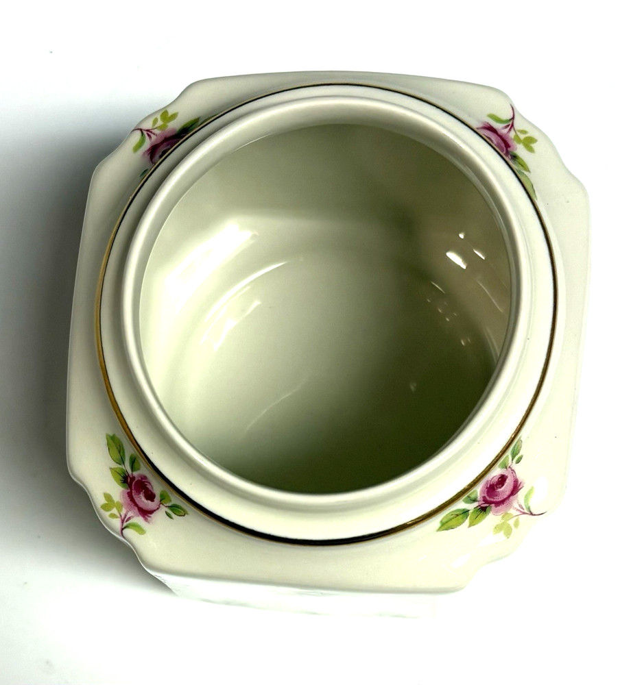 Royal Windsor Bone China Pink Rose Pattern Lidded Tea or Biscuit Jar England