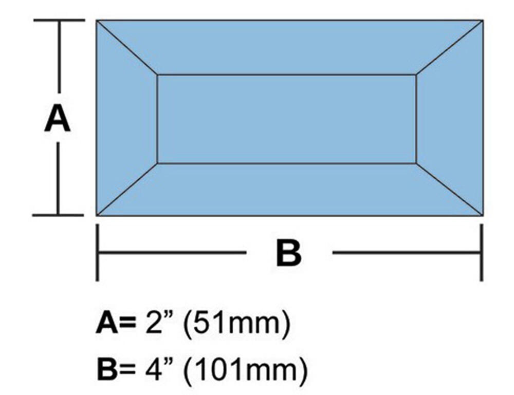 2"x4" Blue Rectangle Glass Bevel 10Pack