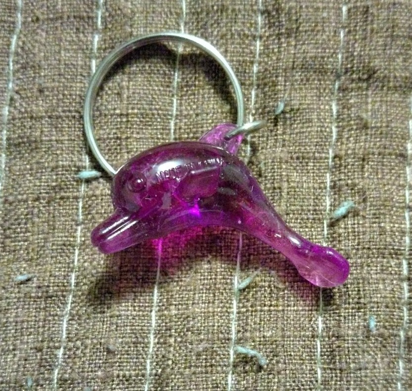 Purple Dolphin Plastic Novelty Keyring Keychain