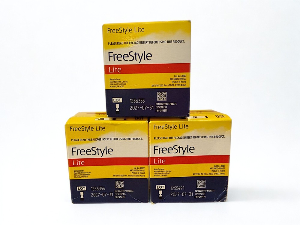3 Boxes FreeStyle Lite Test Strips - 300 Count Total - Expiration 07/2027+