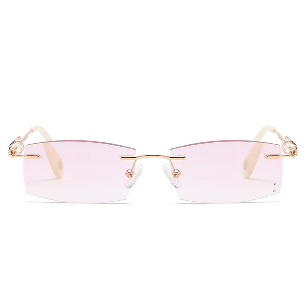 Women Rimless Reading Sun Glasses Blue Light Blocking Gradient Rectangle Readers