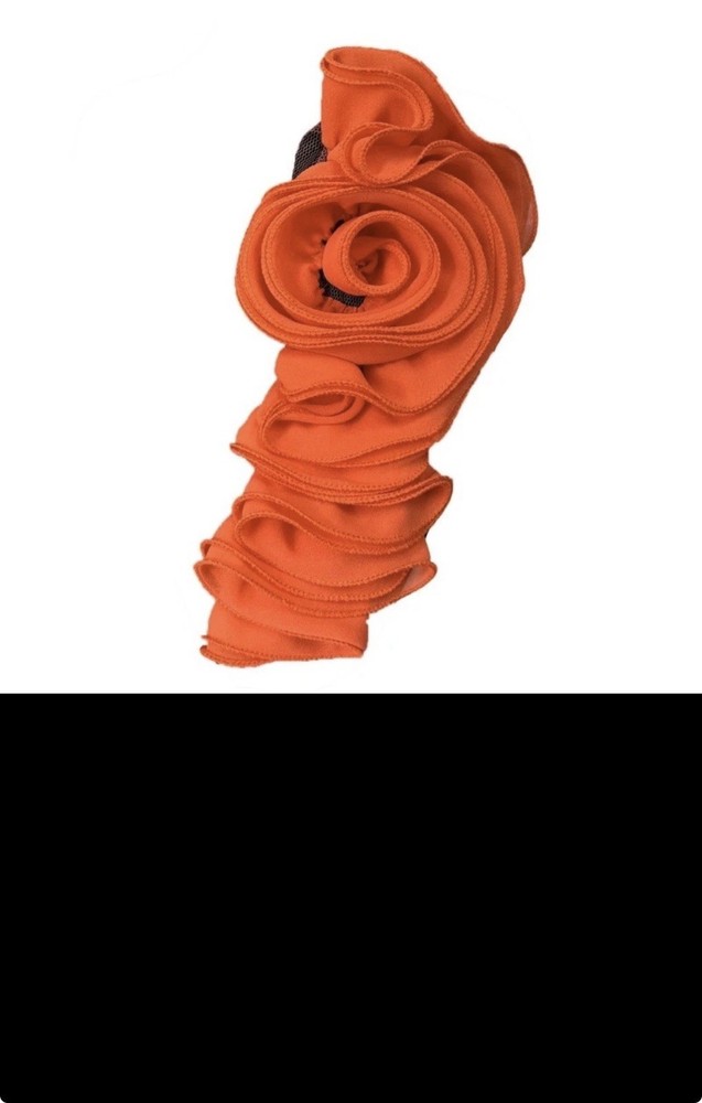 2 Pack Orange Ruffle Flower Applique Patch Handmade
