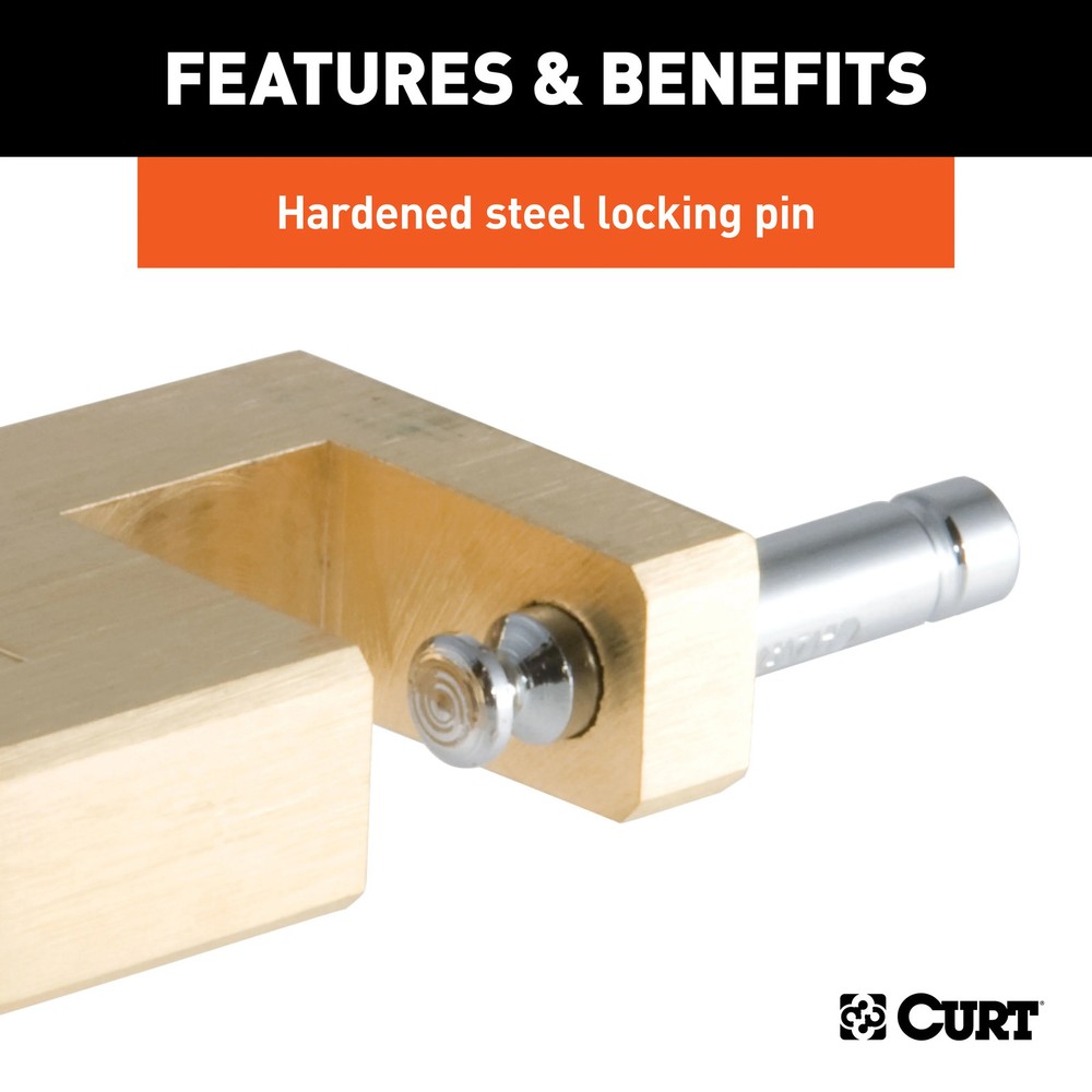 Curt Coupler Lock (1/4" Pin, 3/4" Latch Span, Padlock, Solid Brass)