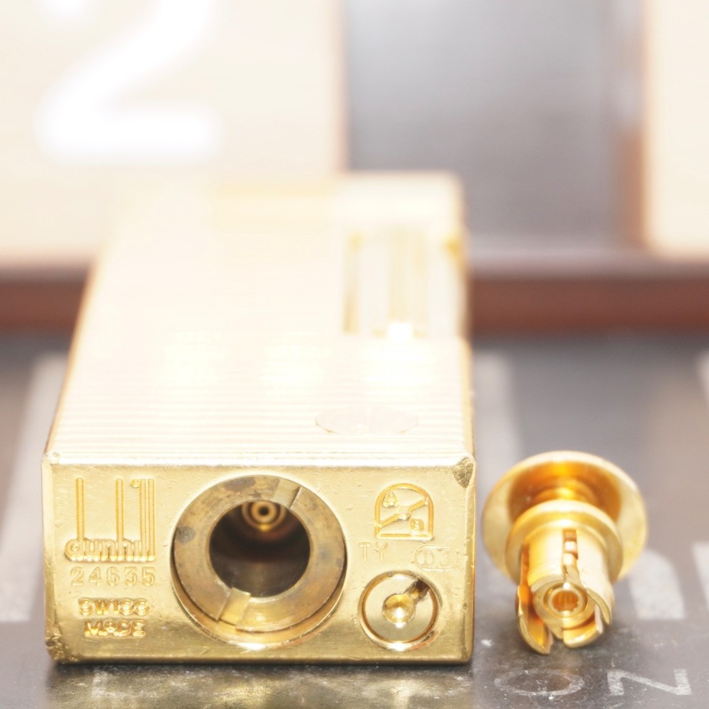 Dunhill Lighter Gold Horizontal stripe_Ultrasonically Cleaned_Working