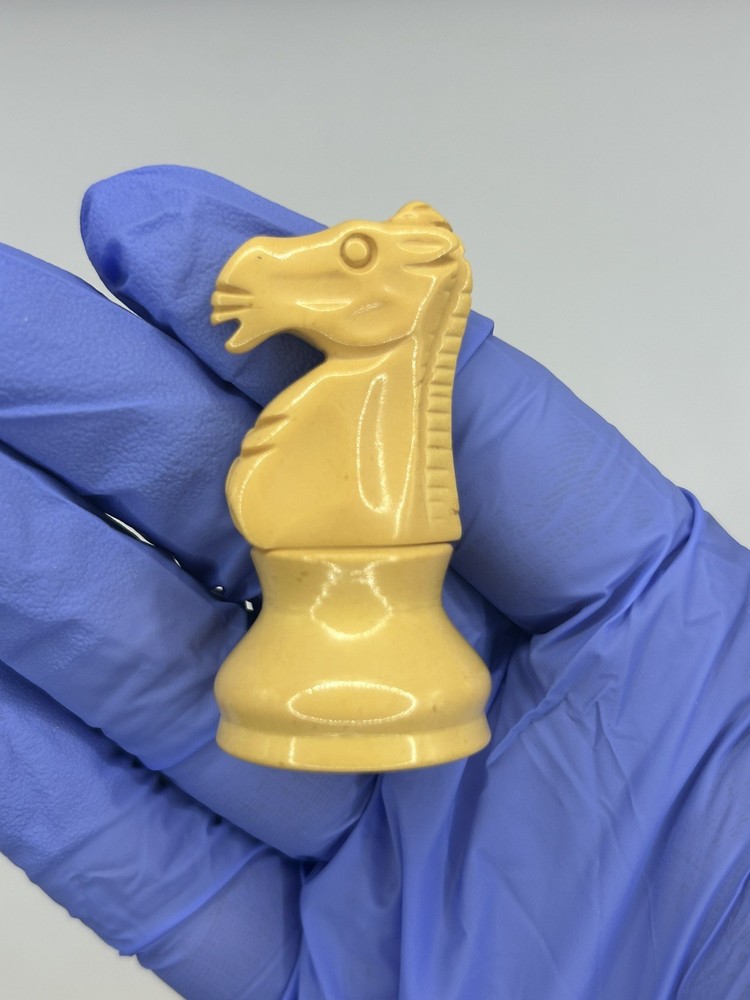 Vintage Bakelite Chess Set Red & Butterscotch 32pc Complete