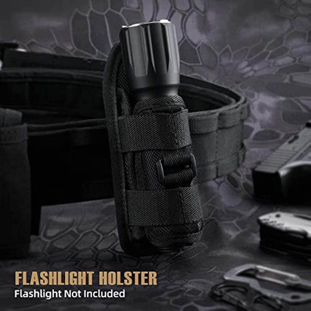 2Pc Tactical Flashlight Pouch Holster Rotatable Flashlight Holder Belt Clip Case