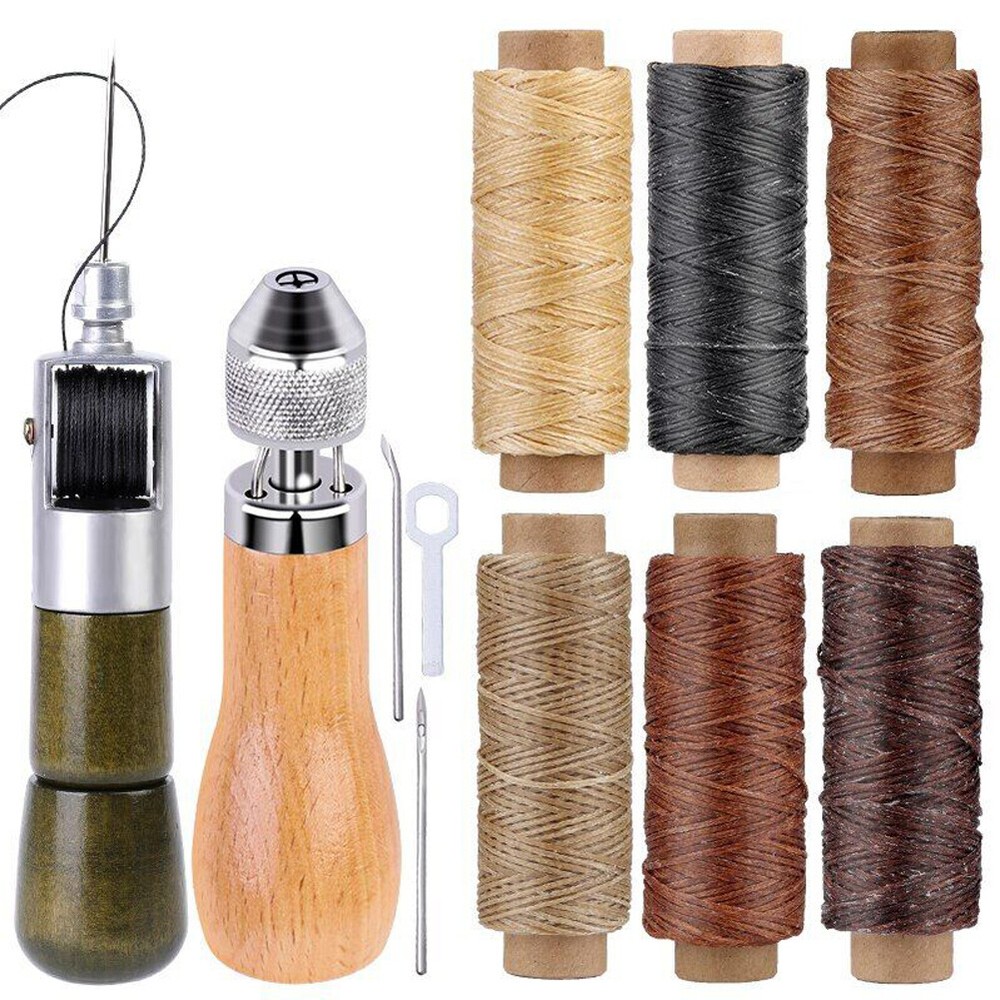 Leather Sewing Awl Thread Kits with Waxed Thread Manual Speedy Stitcher Tool