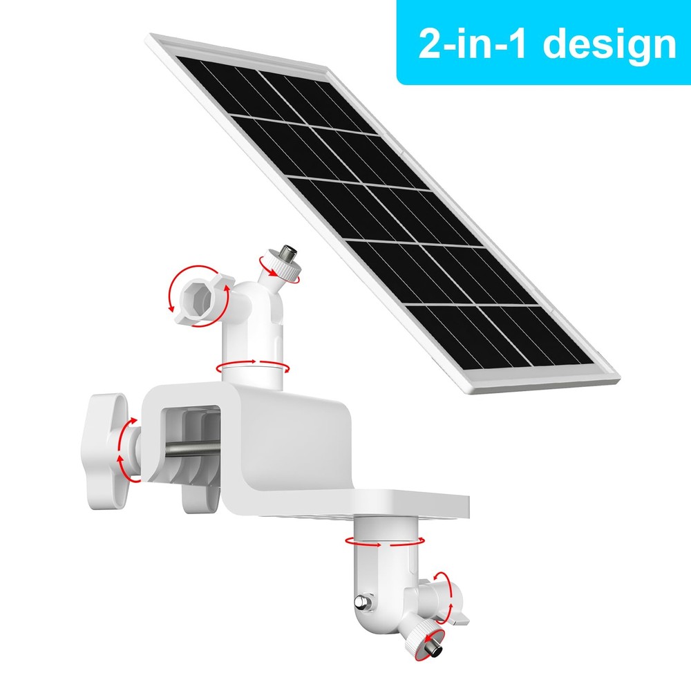 6W Solar Panel with Gutter Mount compatible with Ring Spotlight Cam White