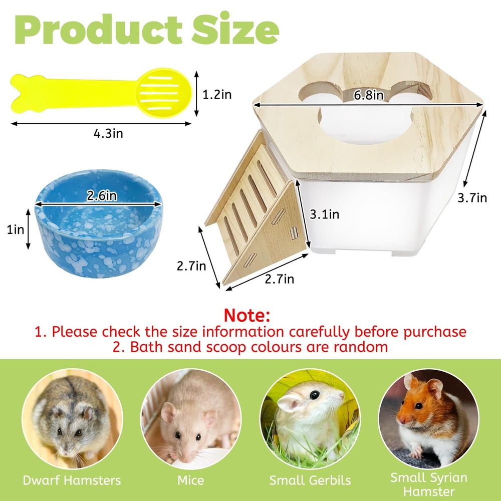 Hamster Sand Bath Box Transparent Gerbil Digging Sand Container Acrylic Small...