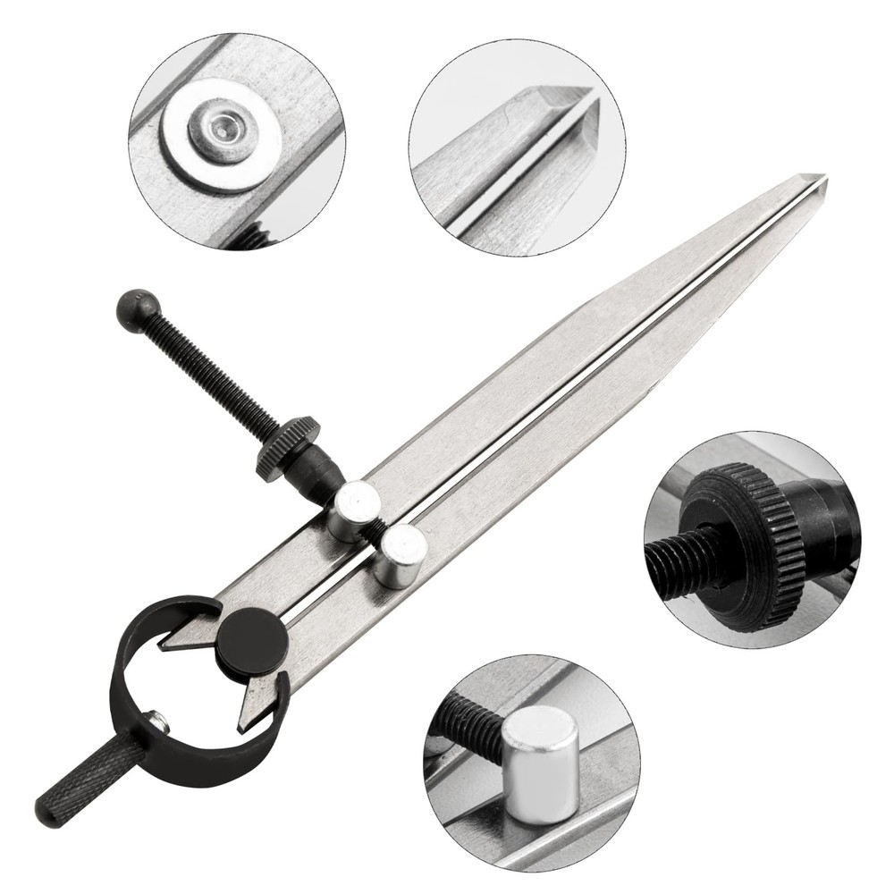 Professional Metal Compass Set, 8 Inch Adjustable Divider Leather Compass