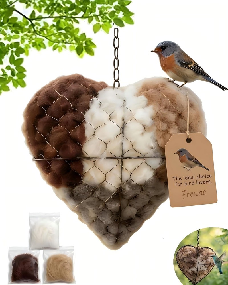 Handmade Fiber Bird Nesting Heart, Nesting Material for Wild Bird, Refillable...