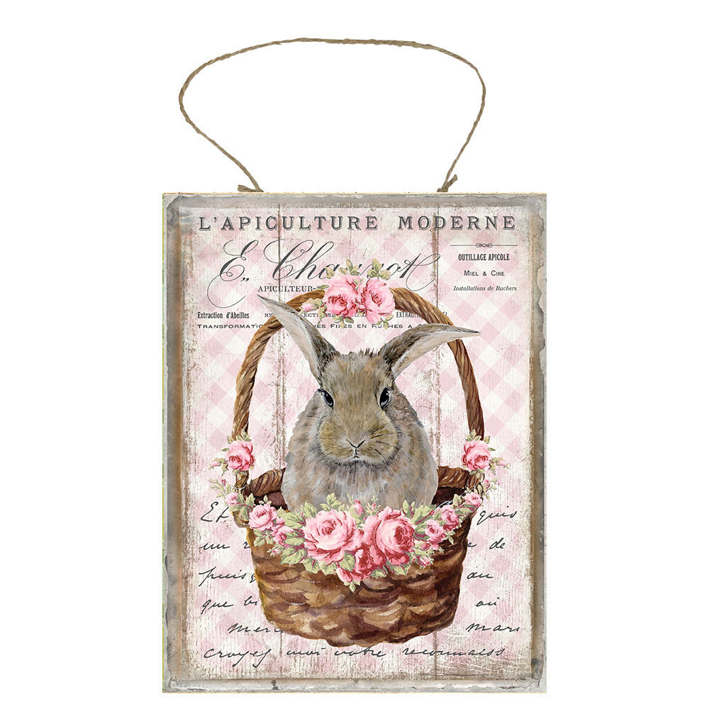 L'Apiculture Bunny Easter  Printed Handmade Wood Sign
