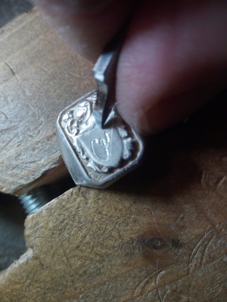 Men's Ring Shield with Engraving Personalized Silver 925/1000