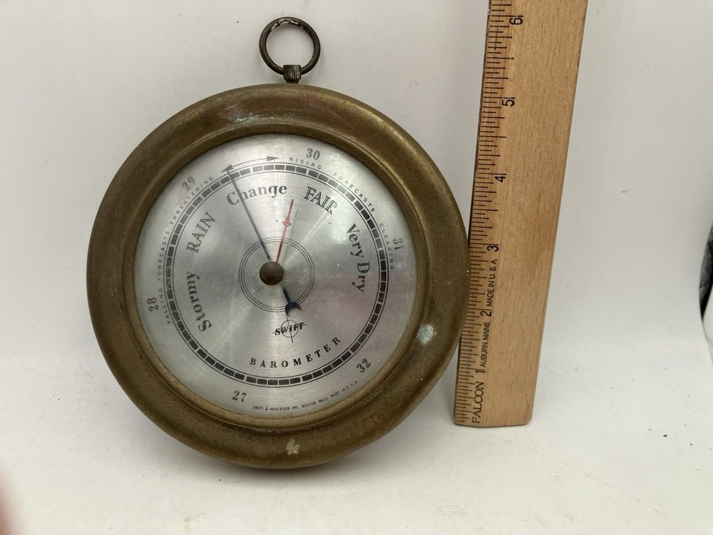 Swift & Anderson Wall Barometer Brass 5" Vintage Untested
